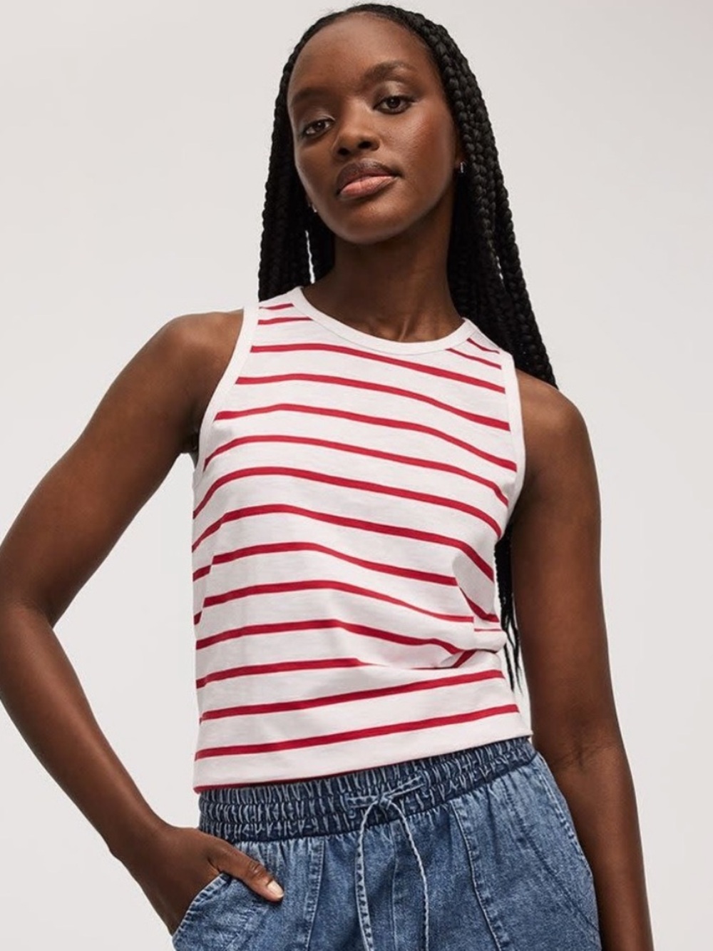 Reitmans Striped Tank Top - White & Red